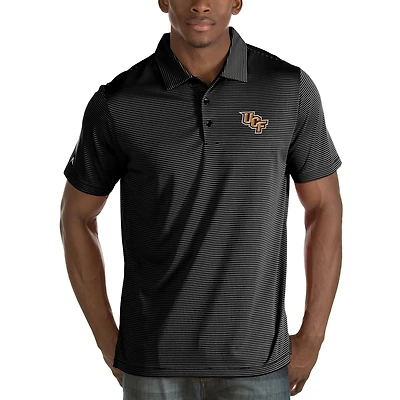 Men's Antigua Black UCF Knights Quest Stripe Jersey Polo