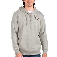 Men's Antigua Heathered Gray UCF Knights Action Quarter-Zip Pullover Hoodie