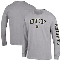 T-shirt à manches longues 2-Hit Champion Heather Gray UCF Knights avec logo Arch Over