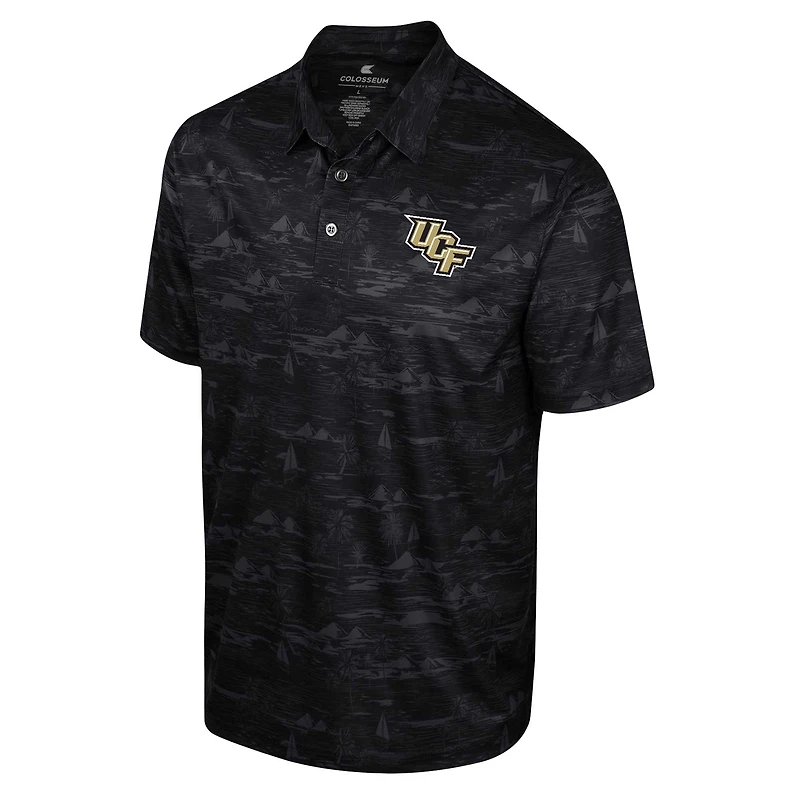 Men's Colosseum Black UCF Knights Daly Print Polo