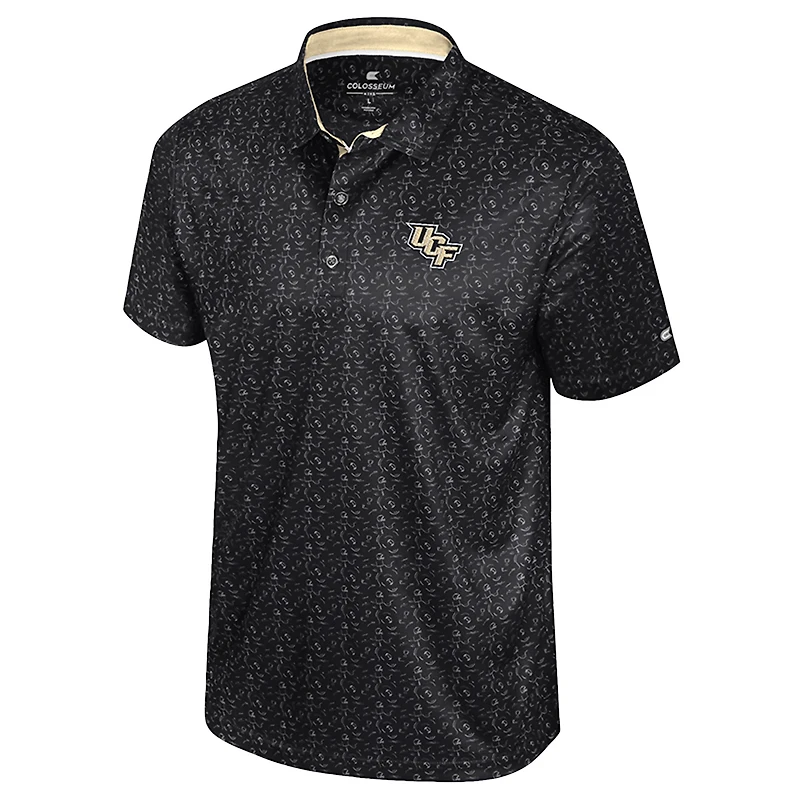 Men's Colosseum  Black UCF Knights Football Print Polo