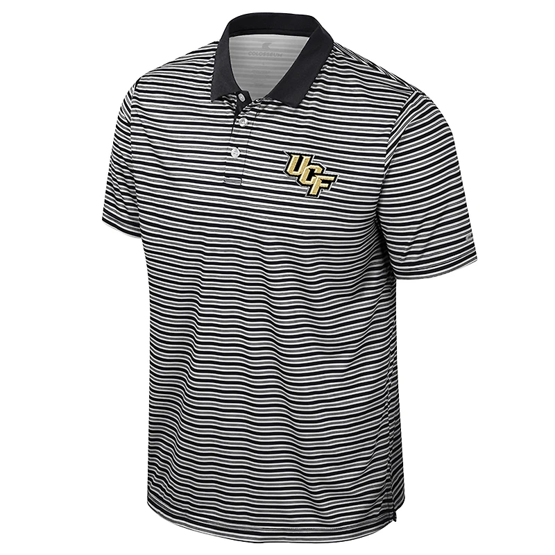 Men's Colosseum Black UCF Knights Striped Polo
