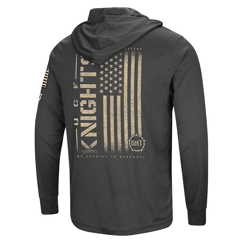 Colosseum Charcoal UCF Knights Team OHT Military Appreciation Hoodie T-shirt à manches longues pour homme