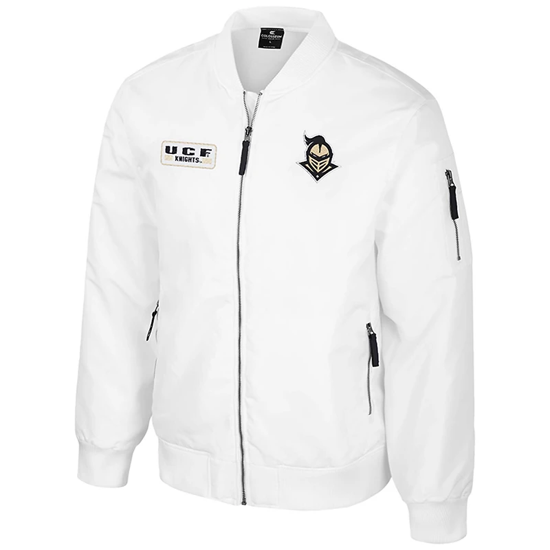 Blouson aviateur entièrement zippé Colosseum UCF Knights White Rabbit pour homme