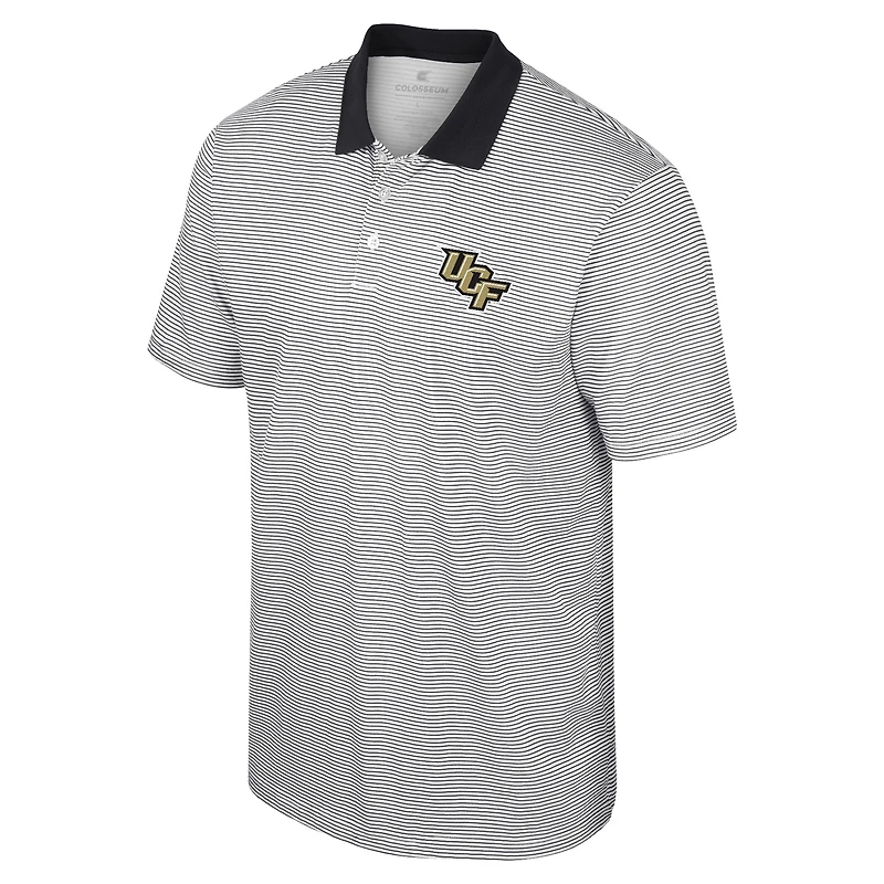 Men's Colosseum White/Black UCF Knights Print Stripe Polo