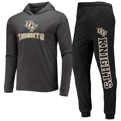 Concepts Sport pour hommes - Ensemble pyjama t-shirt à capuche et pantalon de jogging UCF Knights Meter noir/anthracite chiné