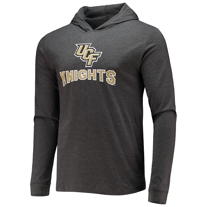 Ensemble pyjama à capuche et jogging manches longues Concepts Sport noir/anthracite chiné pour homme UCF Knights Meter