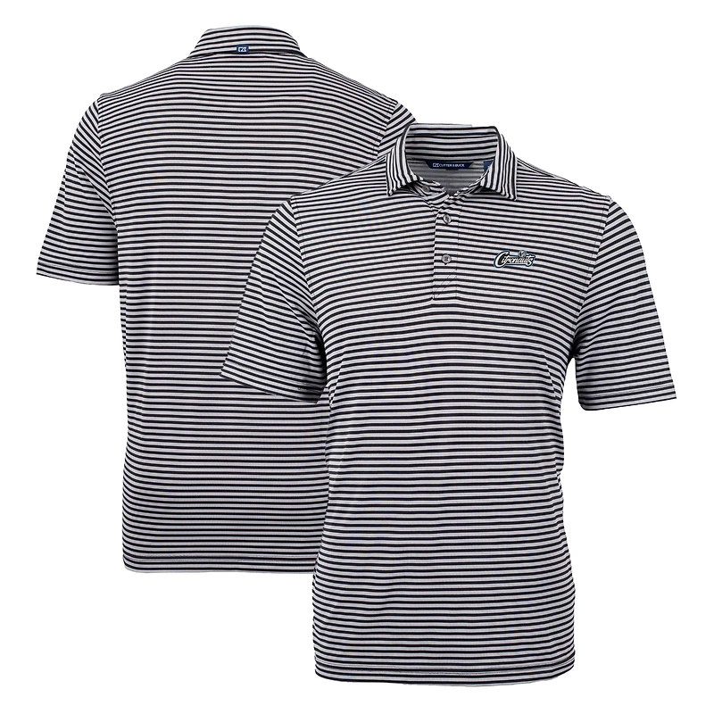 Men's Cutter & Buck Black UCF Knights Citronaut Logo Virtue Eco Pique Stripe Recycled Big Tall Polo