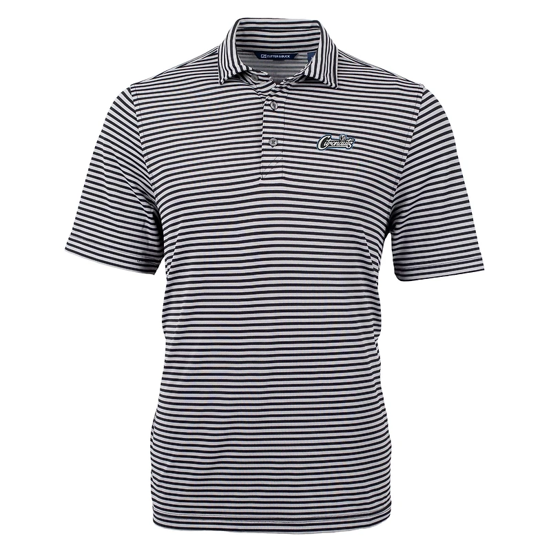 Men's Cutter & Buck Black UCF Knights Citronaut Logo Virtue Eco Pique Stripe Recycled Big Tall Polo