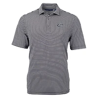 Men's Cutter & Buck Black UCF Knights Citronaut Logo Virtue Eco Pique Stripe Recycled Big Tall Polo