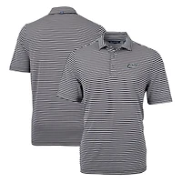 Men's Cutter & Buck Black UCF Knights Citronaut Logo Virtue Eco Pique Stripe Recycled Big Tall Polo