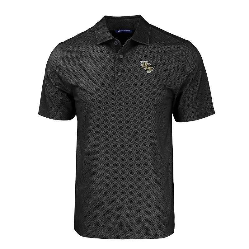 Polo Cutter & Buck pour homme, noir, UCF Knights Pike Eco, imprimé géométrique ton sur ton, extensible et recyclé