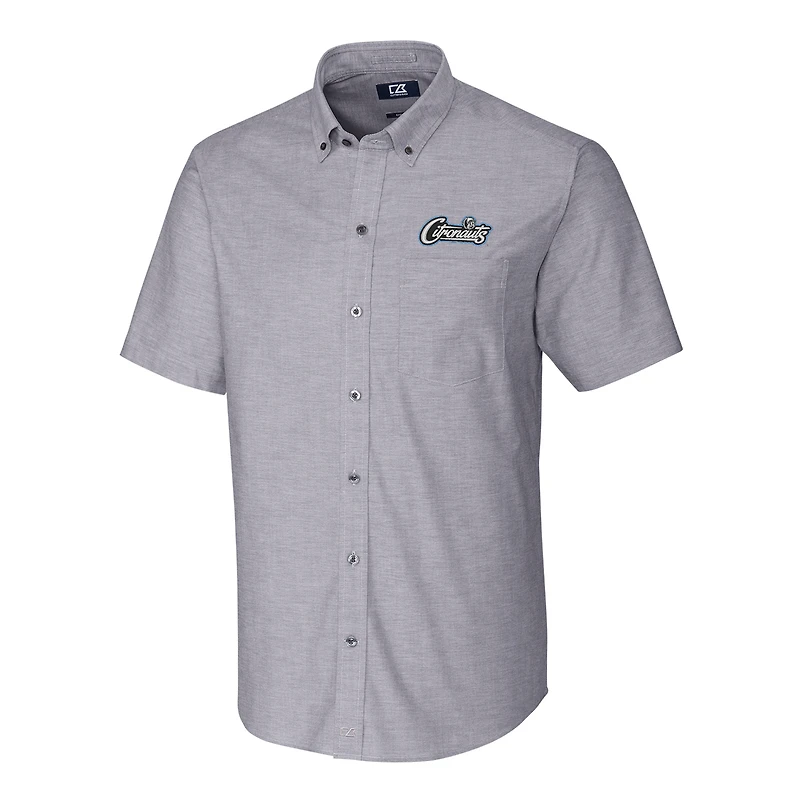 Men's Cutter & Buck Charcoal UCF Knights Citronaut Logo Big Tall Stretch Oxford Button-Down Short Sleeve Shirt