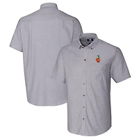 Chemise boutonnée à manches courtes en tissu Oxford extensible UCF Knights Vault pour homme, couleur anthracite, Cutter & Buck