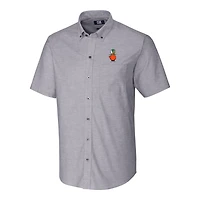 Chemise boutonnée à manches courtes en tissu Oxford extensible UCF Knights Vault pour homme, couleur anthracite, Cutter & Buck