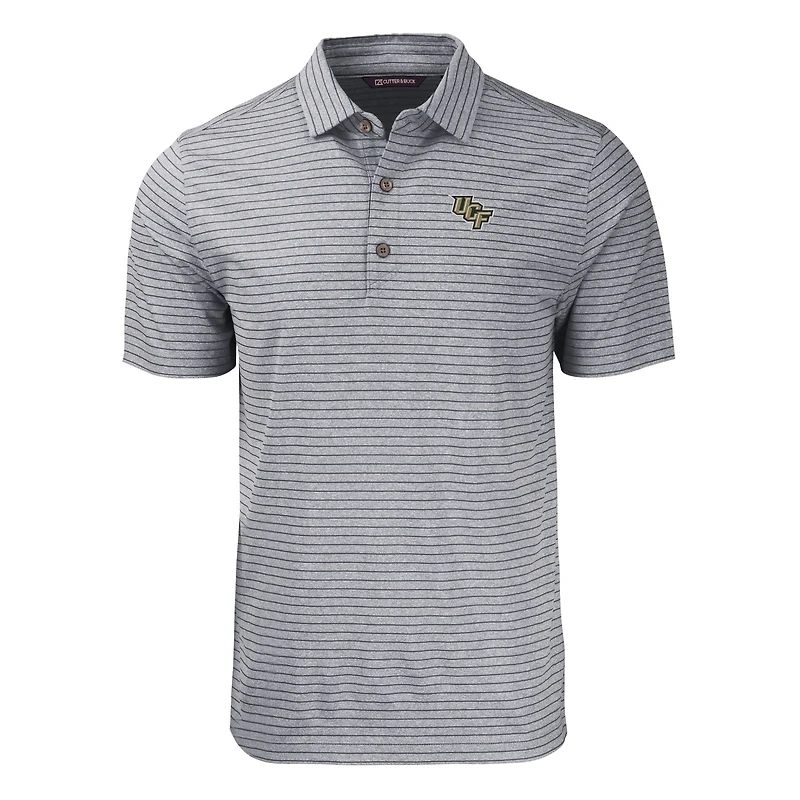 Polo extensible recyclé à rayures Forge Eco Heather pour homme, noir chiné, UCF Knights, grandes tailles