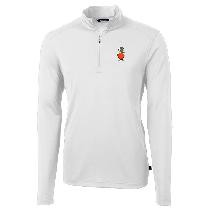 Pull-over zippé quart de tour en piqué écologique recyclé UCF Knights Virtue pour homme, blanc, Cutter & Buck
