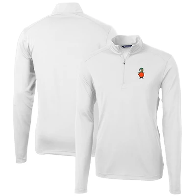 Pull-over à col zippé Cutter & Buck blanc UCF Knights Virtue Eco Pique recyclé pour homme