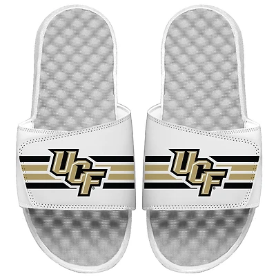 Sandales à enfiler ISlide blanches pour homme, motif Varsity Stripes des UCF Knights