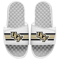 Sandales à enfiler ISlide blanches pour homme, motif Varsity Stripes des UCF Knights