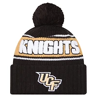 Bonnet en tricot à revers audacieux New Era noir UCF Knights pour homme avec pompon
