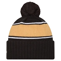 Bonnet en tricot à revers audacieux New Era noir UCF Knights pour homme avec pompon