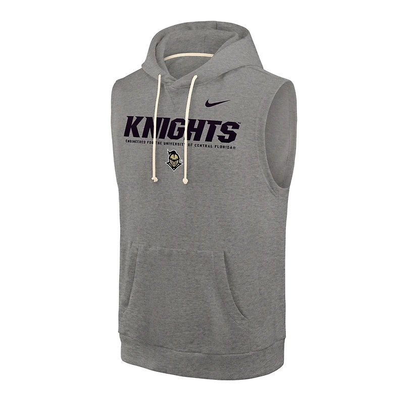 Sweat à capuche sans manches Nike Heather Grey UCF Knights 2025 Sideline Standard Issue pour homme