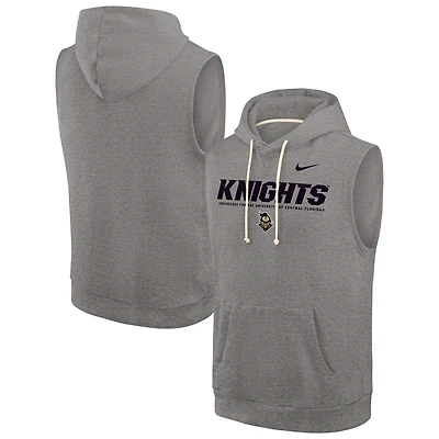 Sweat à capuche sans manches Nike Heather Grey UCF Knights 2025 Sideline Standard Issue pour homme