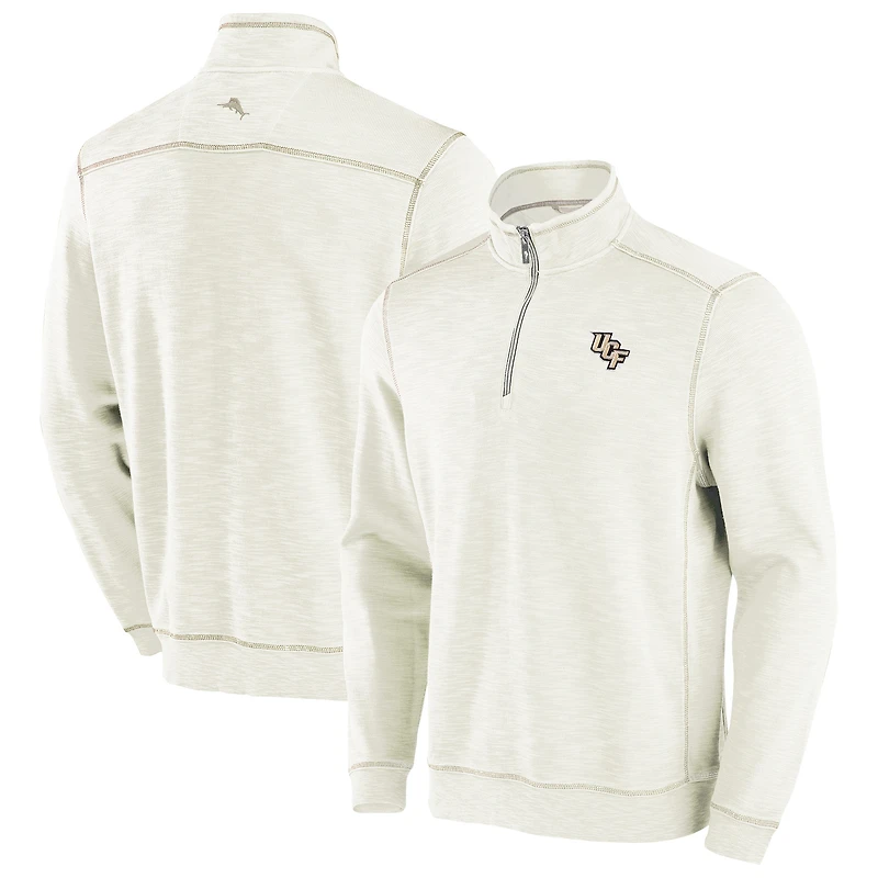 Haut à trois mélanges demi-zip Tommy Bahama crème UCF Knights Tobago Bay pour hommes