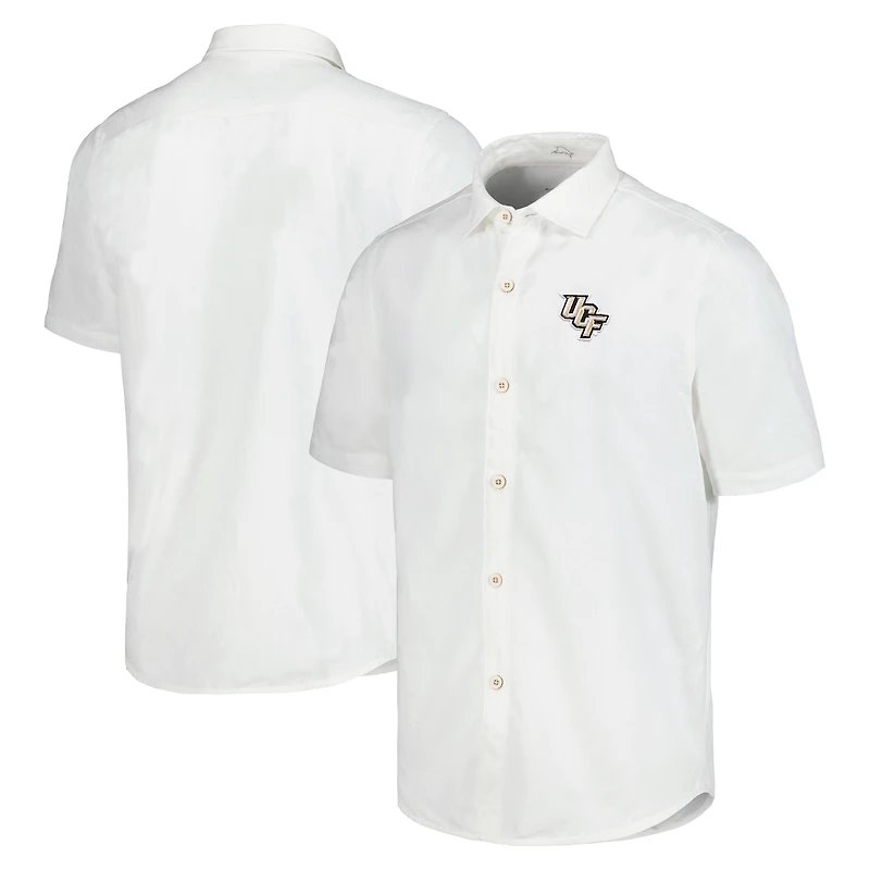 Chemise boutonnée Tommy Bahama UCF Knights Coconut Point Palm Vista IslandZone Camp blanche pour hommes