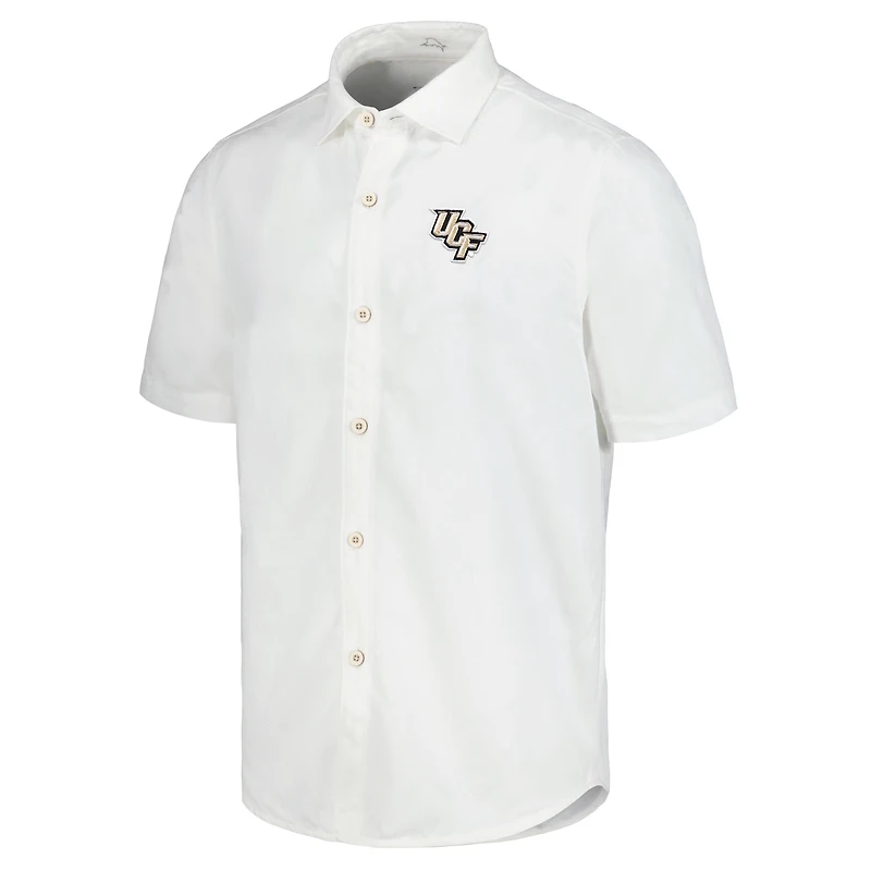 Chemise boutonnée Tommy Bahama UCF Knights Coconut Point Palm Vista IslandZone Camp blanche pour hommes