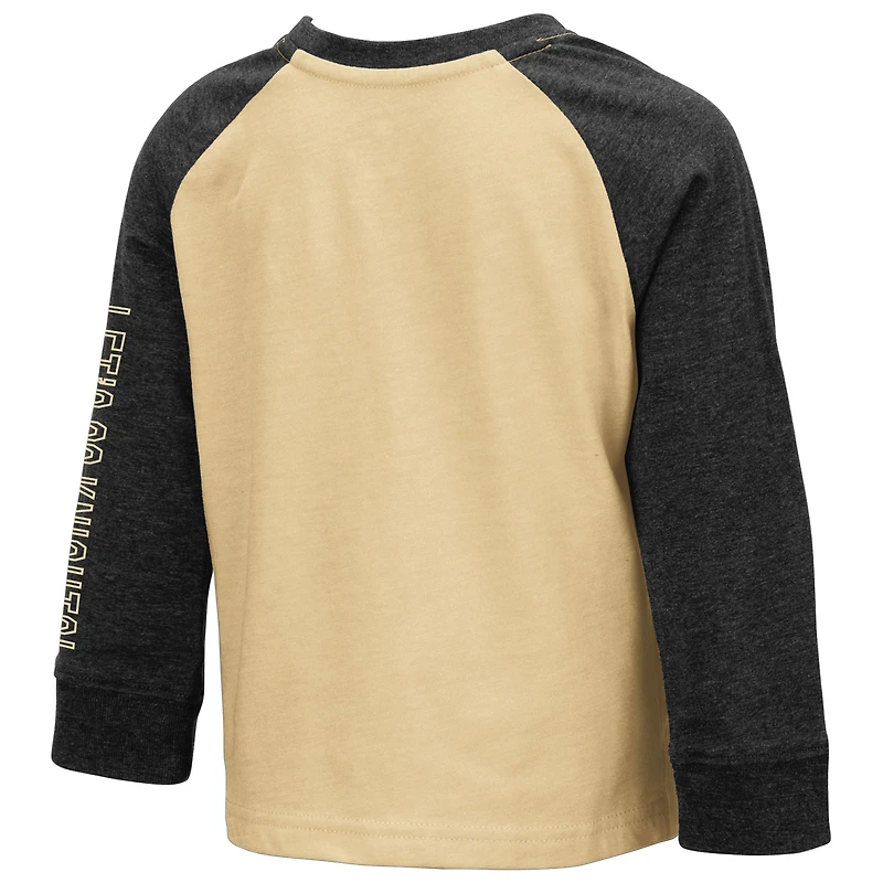 T-shirt à manches longues raglan deux coups UCF Knights Colosseum Heathered Gold/Heathered Charcoal pour tout-petit