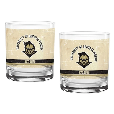 UCF Knights Pack de deux 14oz. Ensemble de verres vintage beige