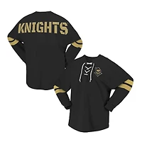 T-shirt unisexe Spirit Jersey noir UCF Knights à lacets et col en V manches longues