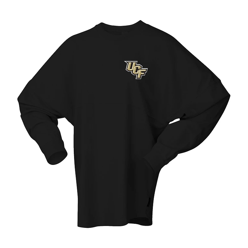 T-shirt unisexe Spirit Jersey noir UCF Knights surdimensionné à manches longues style Preppy