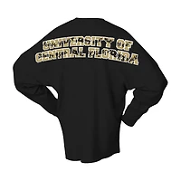 T-shirt unisexe Spirit Jersey noir UCF Knights surdimensionné à manches longues style Preppy