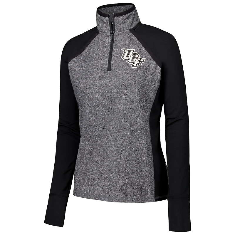 Veste à glissière quart de tour raglan UCF Knights Finalist pour femme, noir/gris chiné