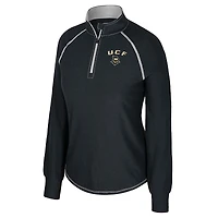 Women's Colosseum Black UCF Knights Bikram Raglan Quarter-Zip Top