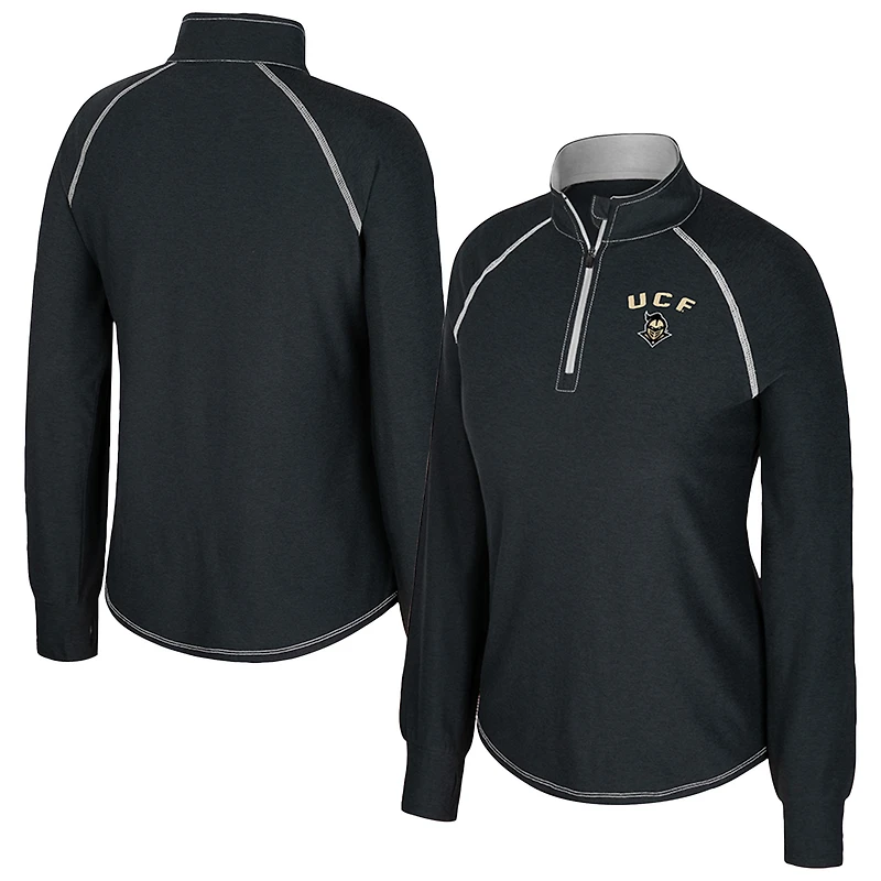 Haut raglan Colosseum noir UCF Knights pour femme, fermeture éclair quart de tour