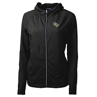 Veste zippée intégrale en tricot écologique Adapt UCF Knights pour femme, noire, Cutter & Buck
