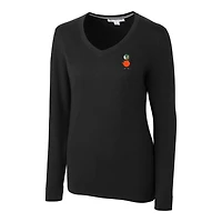 Pull à col en V noir pour femme Cutter & Buck UCF Knights Lakemont Tri-Blend