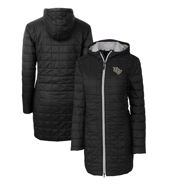 Manteau long à capuche Rainier Primaloft Eco pour femme, noir, Cutter & Buck, UCF Knights