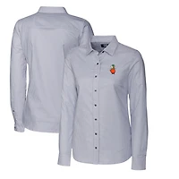 Chemise boutonnée à manches longues et rayures Oxford extensible pour femme, couleur anthracite, Cutter & Buck, UCF Knights
