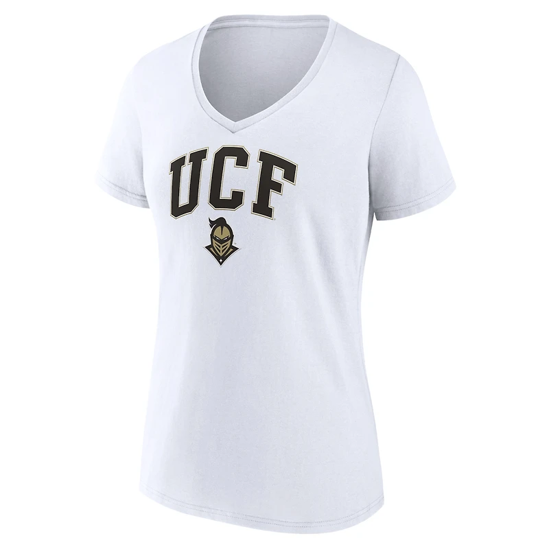 T-shirt à col en V blanc Fanatics UCF Knights Campus pour femmes