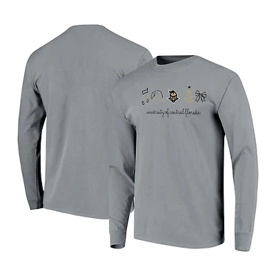 Women's  Gray UCF Knights Christmas Elements Comfort Colors Long Sleeve T-Shirt