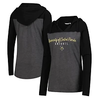 Women's Heather Charcoal UCF Knights Knockout Color Block Hooded V-Neck Long Sleeve T-Shirt