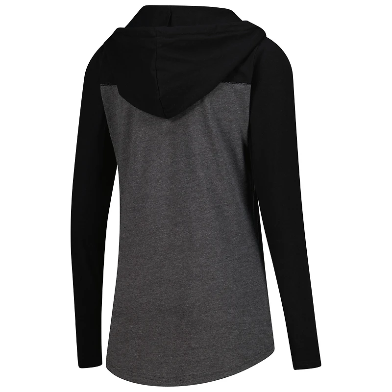 T-shirt à manches longues et col en V blocs de couleur, couleur gris anthracite chiné UCF Knights Knockout, pour femme