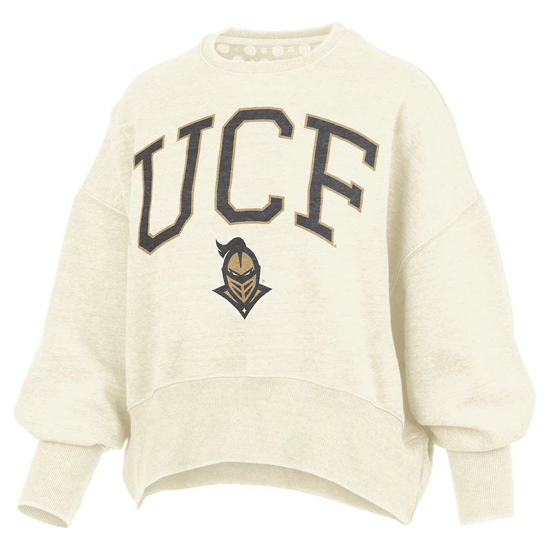 Women's Pressbox Natural UCF Knights Oversized Waist-Length Crewneck Sweatshirt