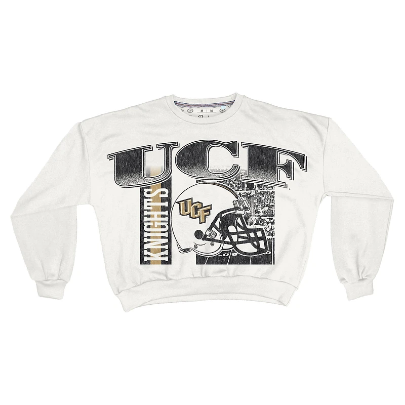 Sweat-shirt rétro surdimensionné Janice blanc pour femme, longueur taille, des UCF Knights