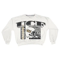 Sweat-shirt rétro surdimensionné Janice blanc pour femme, longueur taille, des UCF Knights